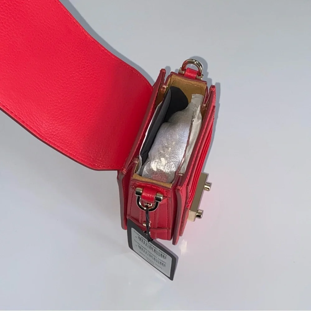 MCM Patricia Gold Studded Red Park Ave Leather Cute Dainty Crossbody